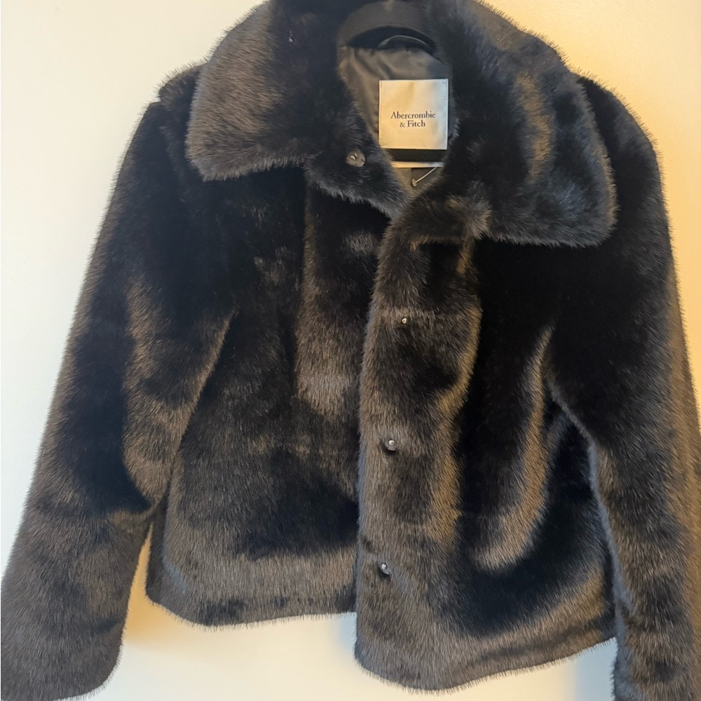 Abercrombie & Fitch Midnight Black Fur Coat